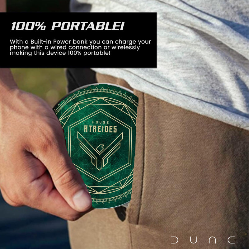 DUNE™ ATREIDES QI WIRELESS CHARGER WITH ILLUMINATED ATREIDES HOUSE CREST & BUILT-IN POWER BANK