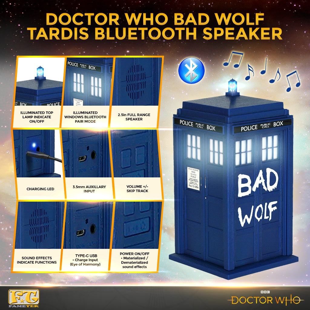 Doctor Who™ Bad Wolf TARDIS Bluetooth Speaker with Light & Sound Effects