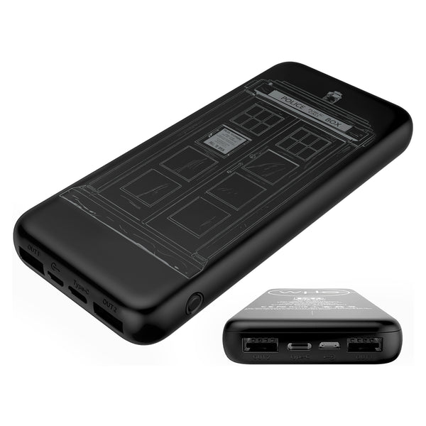 Doctor Who Slim 10,000mAh Triple Charging Power Bank With TARDIS Design