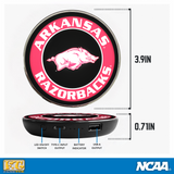 University of Arkansas Qi Wireless Charger With Illuminated Razorbacks Logo & Built-In Power bank