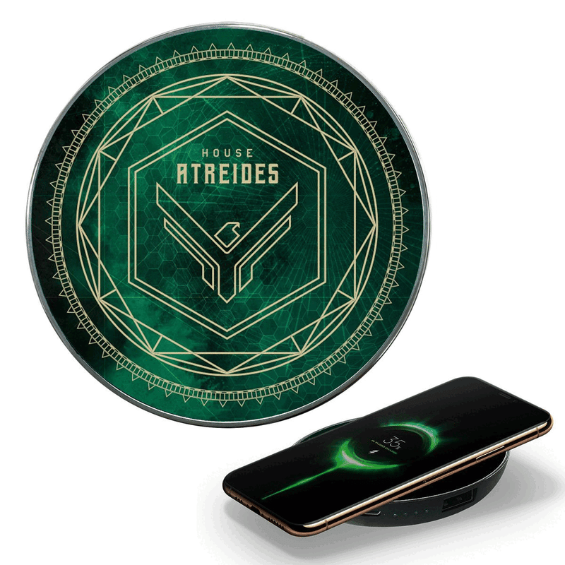 DUNE™ ATREIDES QI WIRELESS CHARGER WITH ILLUMINATED ATREIDES HOUSE CREST & BUILT-IN POWER BANK