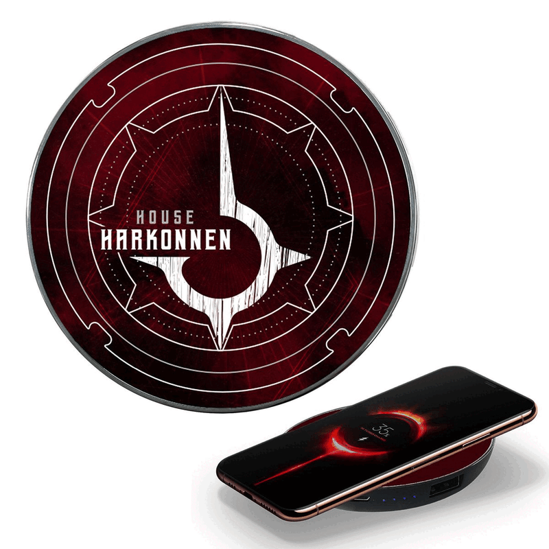 DUNE™ HARKONNEN QI WIRELESS CHARGER WITH ILLUMINATED HARKONNEN HOUSE CREST & BUILT-IN POWER BANK