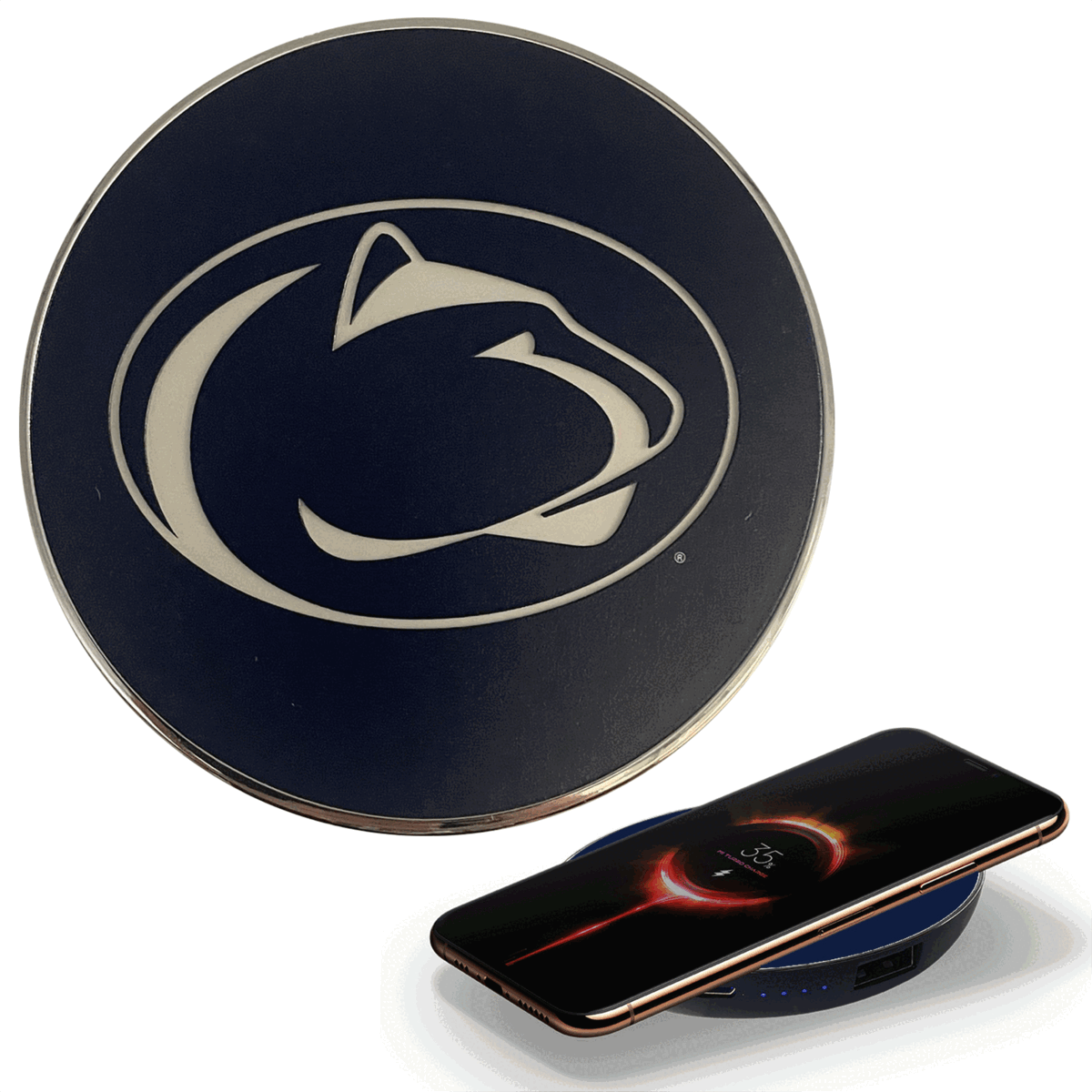 Penn State University Qi Wireless Charger With Illuminated Nittany Lio Penn State University Qi Wireless Charger With Illuminated Nittany Lio
