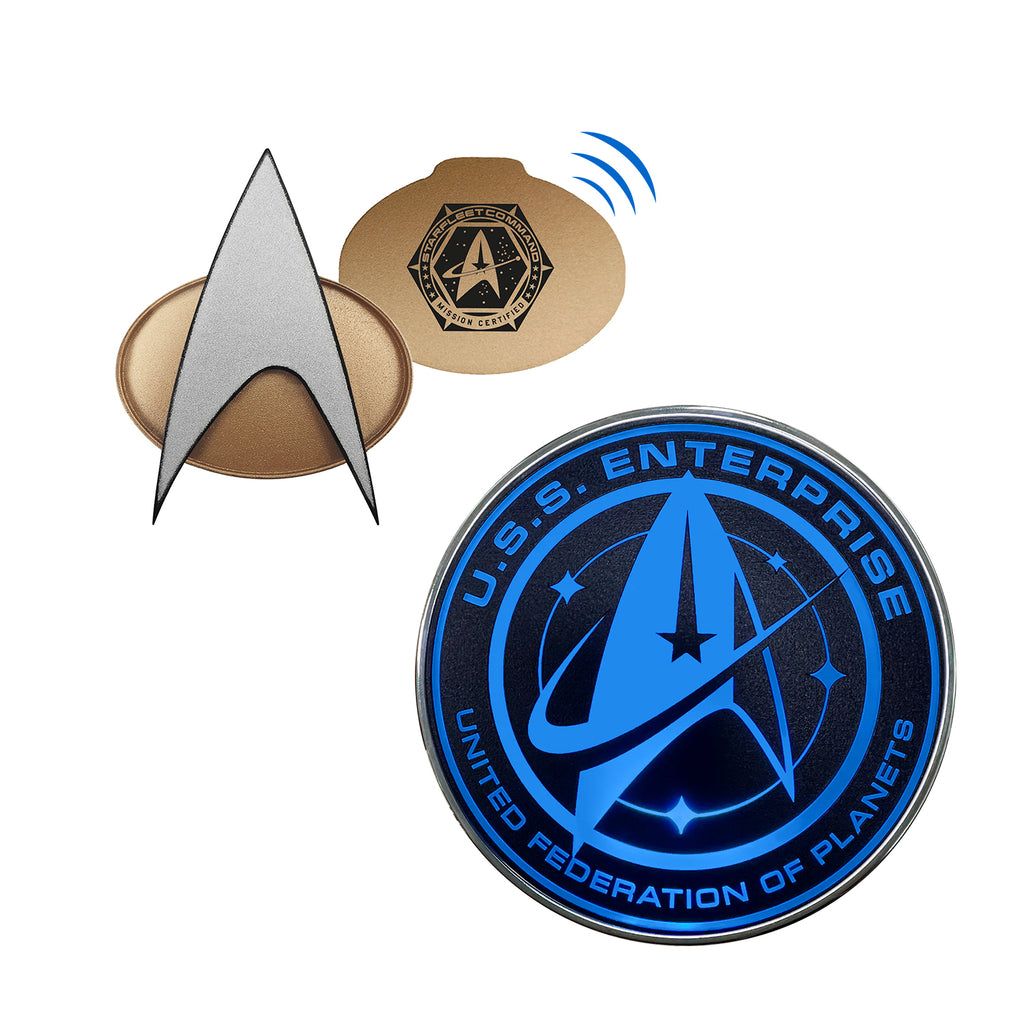 BUNDLE - Star Trek TNG Bluetooth ComBadge, with Starfleet Emblem Qi Ch ...