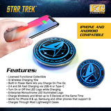 BUNDLE - Star Trek Enterprise 1701-D Bluetooth Speaker, with Enterprise Emblem Illuminated Logo Qi Charger