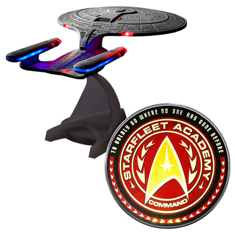 BUNDLE - Star Trek Enterprise 1701-D Bluetooth Speaker, with Starfleet Academy Qi Charger