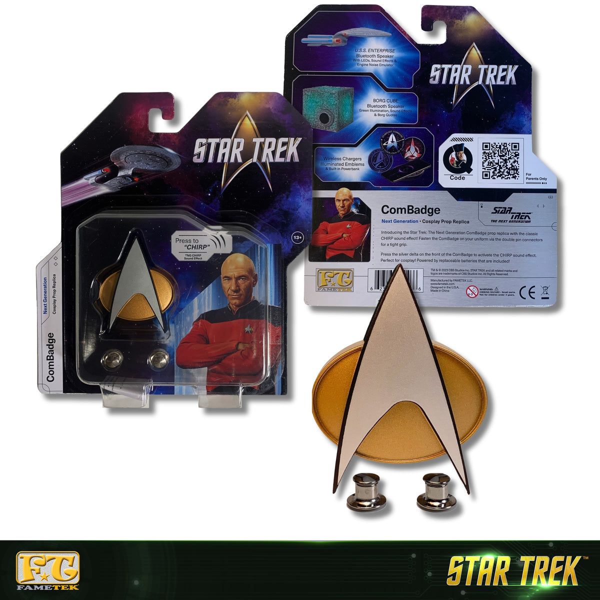 BUNDLE: STAR TREK™: THE NEXT GENERATION CHIRPING COMMUNICATOR BADGE & U.S.S. ENTERPRISE NCC-1701-D BLUETOOTH® SPEAKER