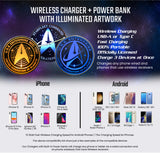 Star Trek Qi Wireless Charger With Illuminated ENTERPRISE Emblem & Built-In Power Bank