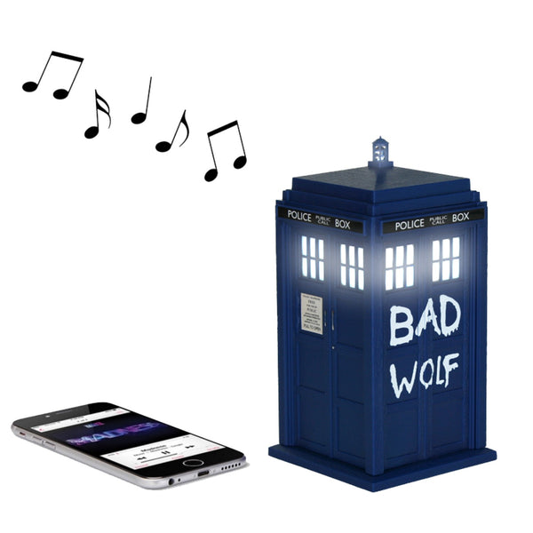 Doctor Who BAD WOLF TARDIS Portable Bluetooth® Speaker with LED’s and Sound Effects
