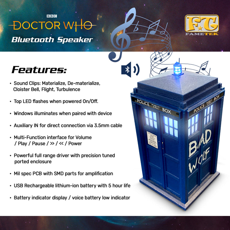 Doctor Who™ Bad Wolf TARDIS Bluetooth Speaker with Light & Sound Effects