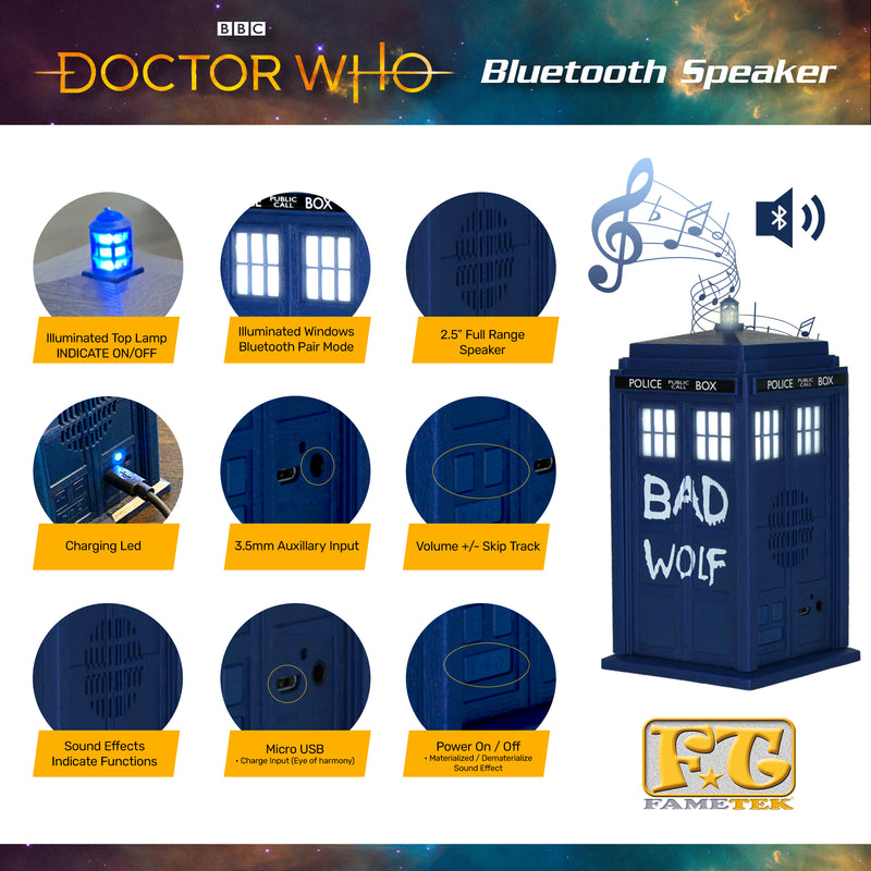 Doctor Who™ Bad Wolf TARDIS Bluetooth Speaker with Light & Sound Effects
