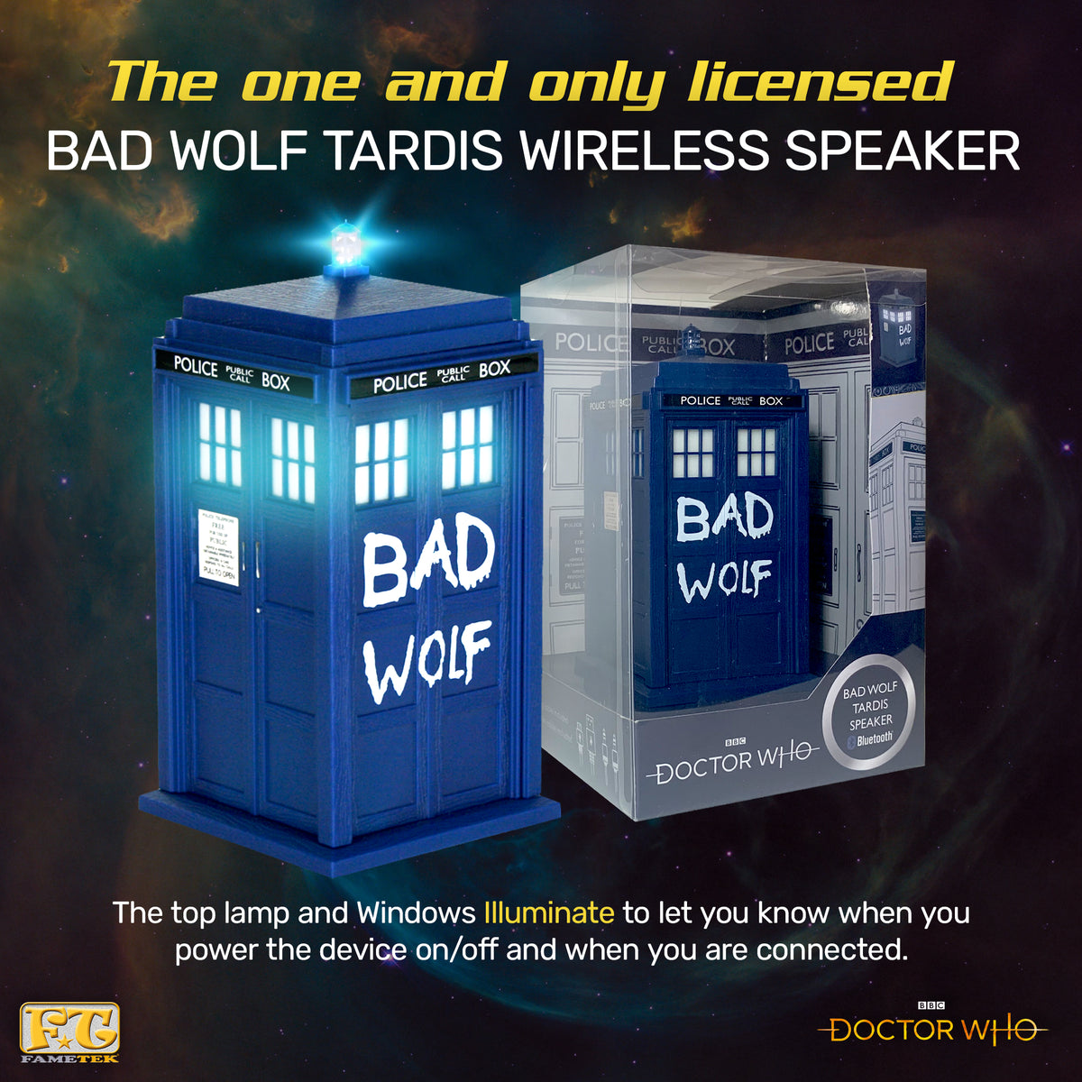 Doctor Who™ Bad Wolf TARDIS Bluetooth Speaker with Light & Sound Effects