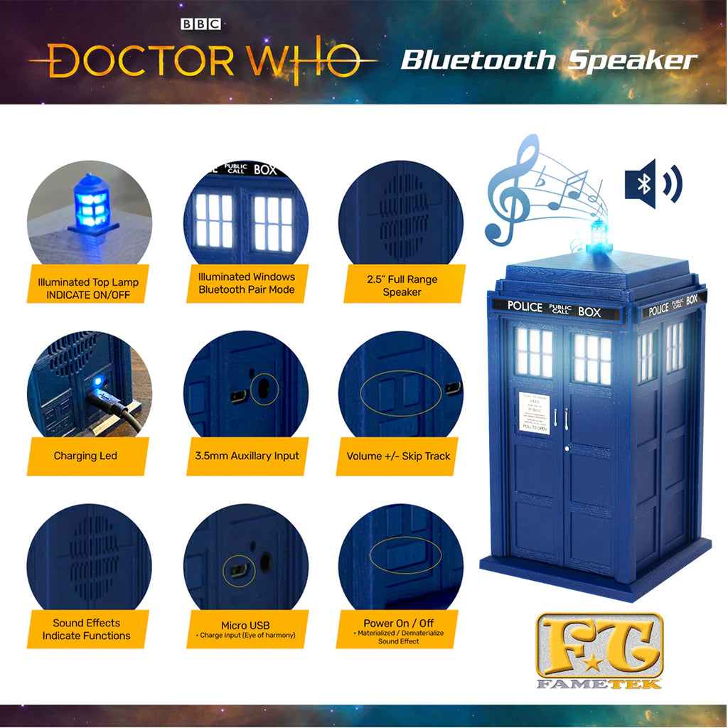 Doctor Who 6" TARDIS Portable Bluetooth® Speaker with LED’s and Sound Effects
