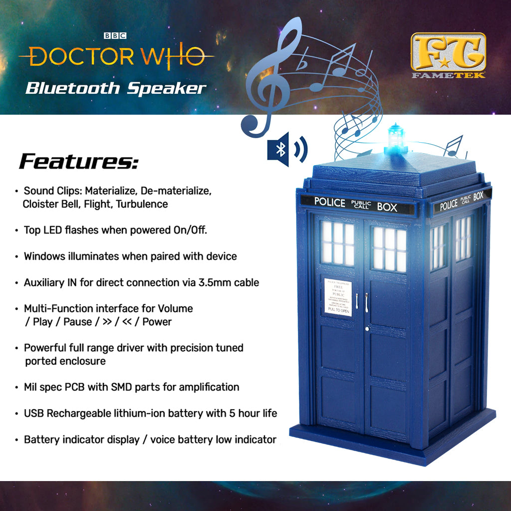 Doctor Who 6" TARDIS Portable Bluetooth® Speaker with LED’s and Sound Effects