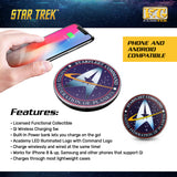 Star Trek Qi Wireless Charger With Illuminated STARFLEET Emblem & Built-In Power bank