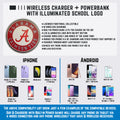 University of Alabama Qi Wireless Charger With Illuminated Bama Logo & Built-In Power bank