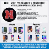 University of Nebraska Qi Wireless Charger With Illuminated Cornhuskers Logo & Built-In Power bank