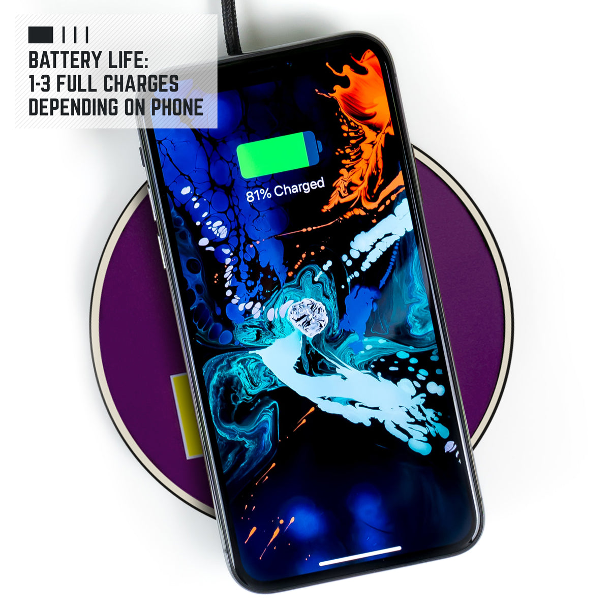 LSU Qi Wireless Charger With Illuminated Tigers Logo & Built-In Power bank