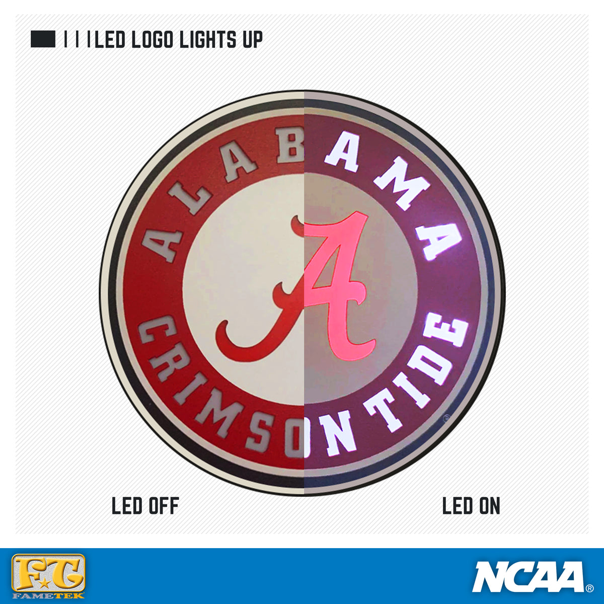 University of Alabama Qi Wireless Charger With Illuminated Bama Logo & Built-In Power bank