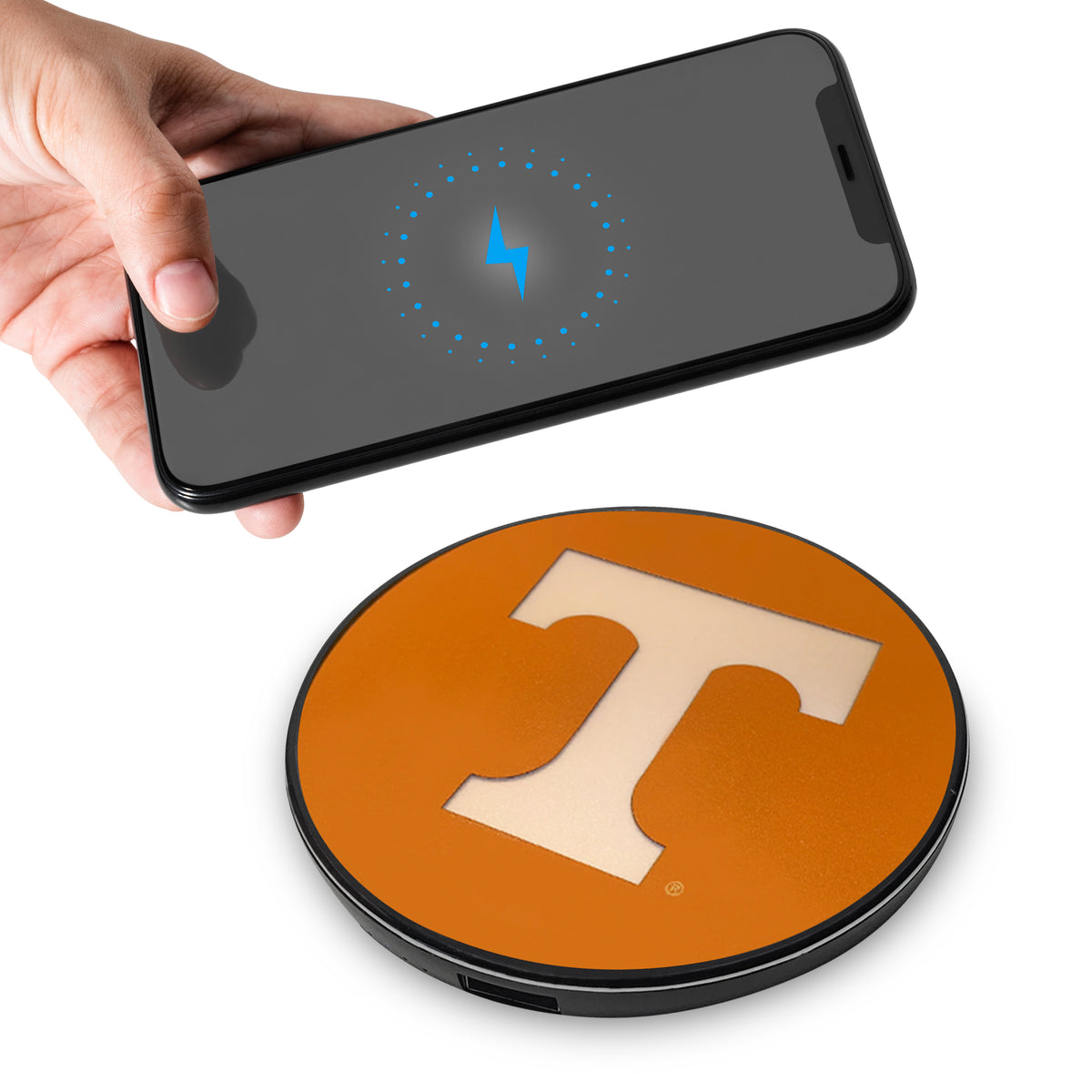 University of Tennessee Qi Wireless Charger With Illuminated Volunteers Logo & Built-In Power bank