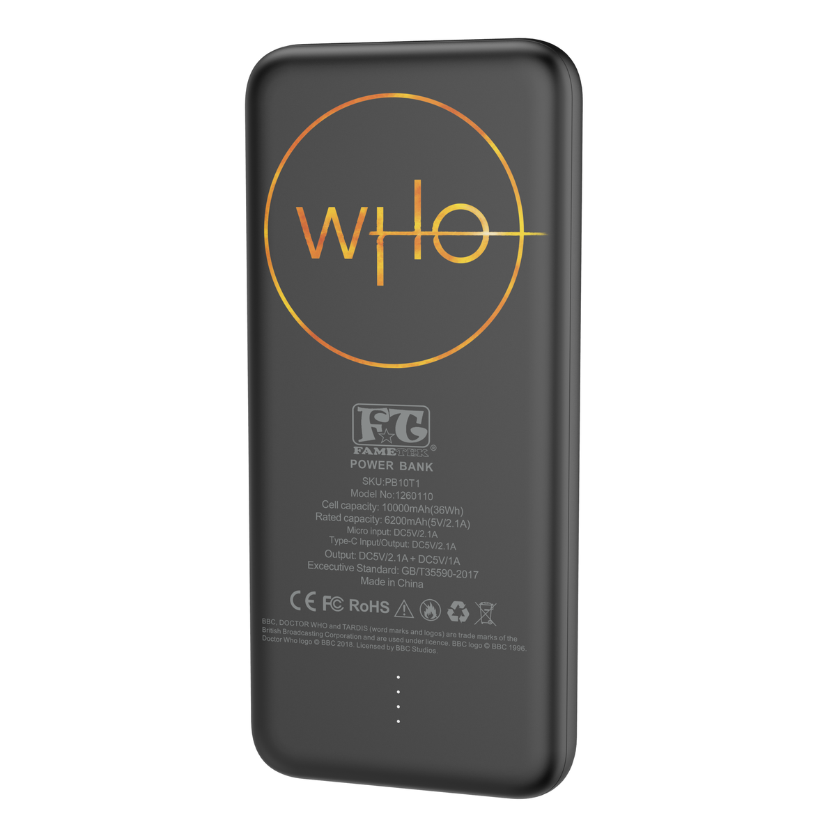 Doctor Who Slim 10,000mAh Triple Charging Power Bank With TARDIS Design
