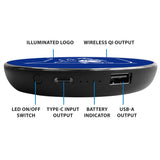 Duke University Qi Wireless Charger With Illuminated Blue Devils Logo & Built-In Power bank