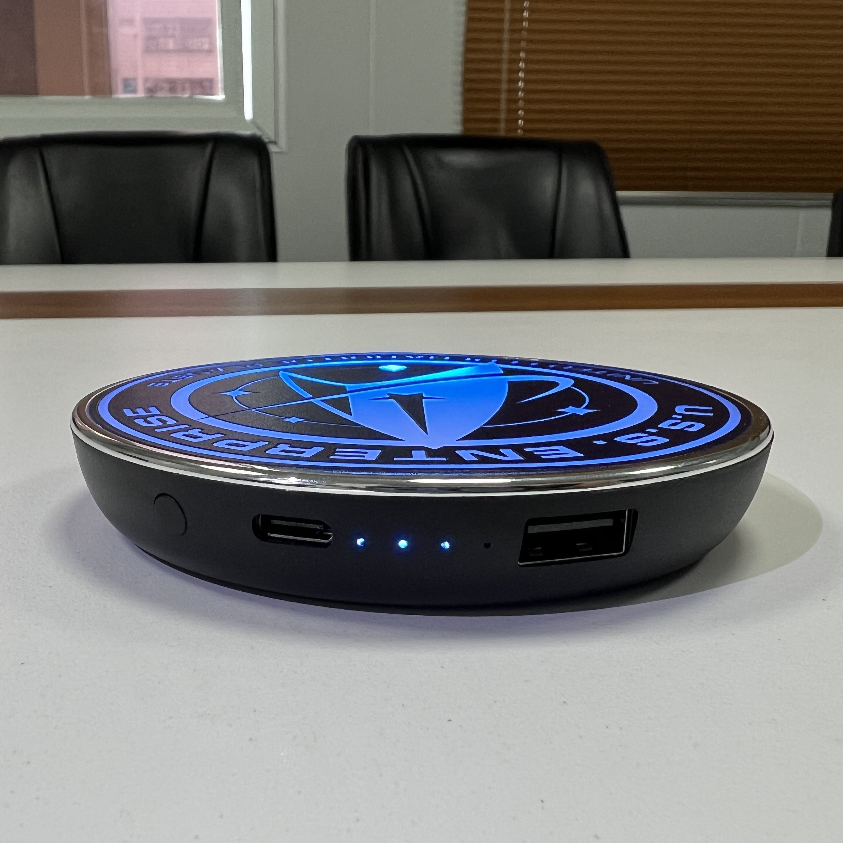 Star Trek Wireless Charger with Built-in Backup Battery Pack for Wired and  Wireless Charging. Portable Wireless Phone Charger with Enterprise Emblem