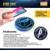 Star Trek Qi Wireless Charger With Illuminated ENTERPRISE Emblem & Built-In Power Bank