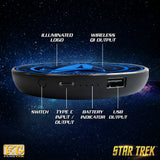 Star Trek Qi Wireless Charger With Illuminated ENTERPRISE Emblem & Built-In Power Bank