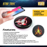 Star Trek Qi Wireless Charger With Illuminated Klingon Emblem & Built-In Power bank