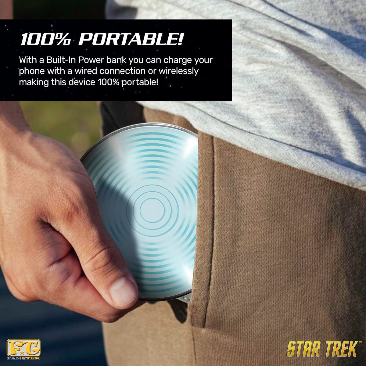 Star Trek Qi Wireless Charger With Illuminated Transporter Pad & Built-In Power bank