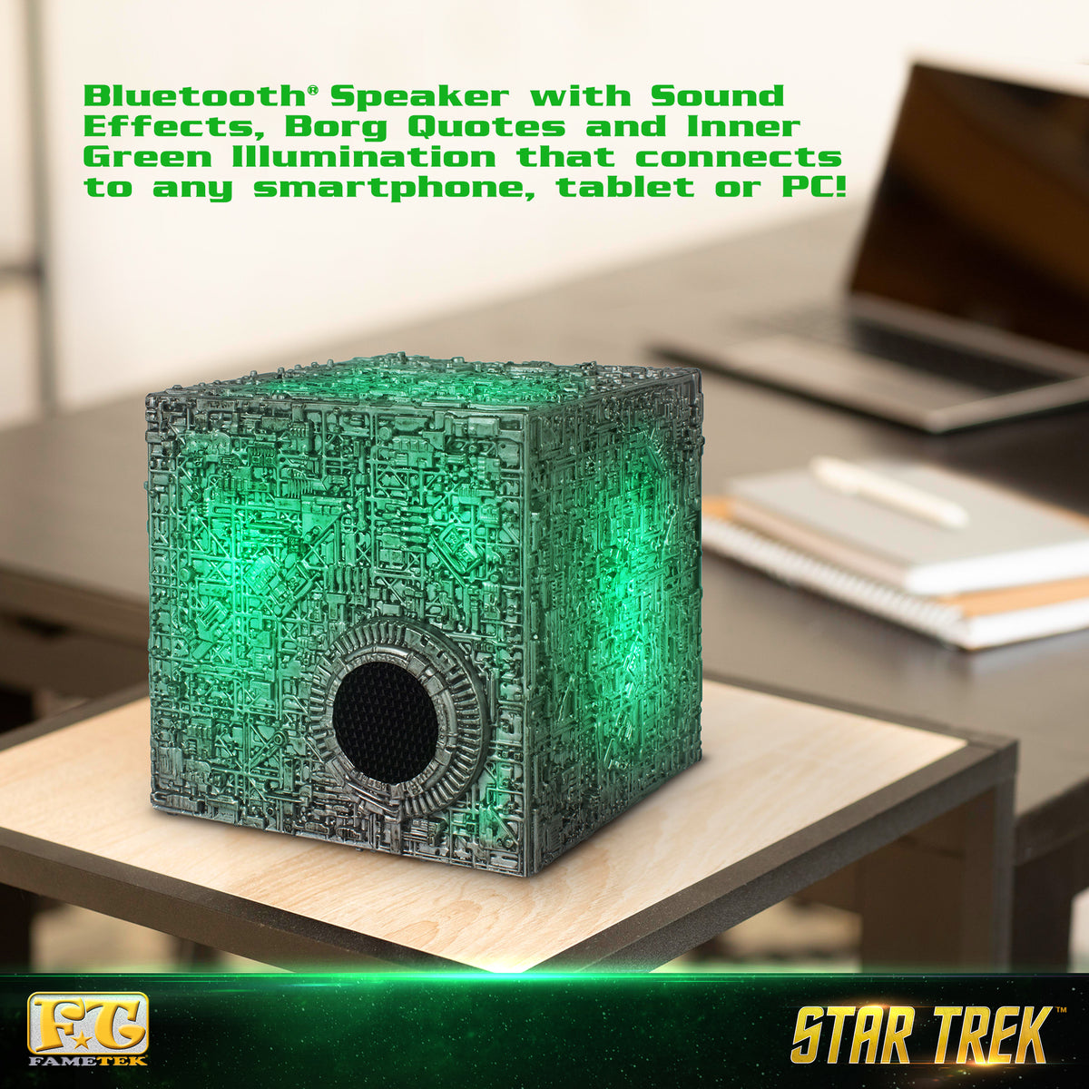 Star Trek™ Borg Cube Bluetooth Speaker with Green Illumination & Sound Effects