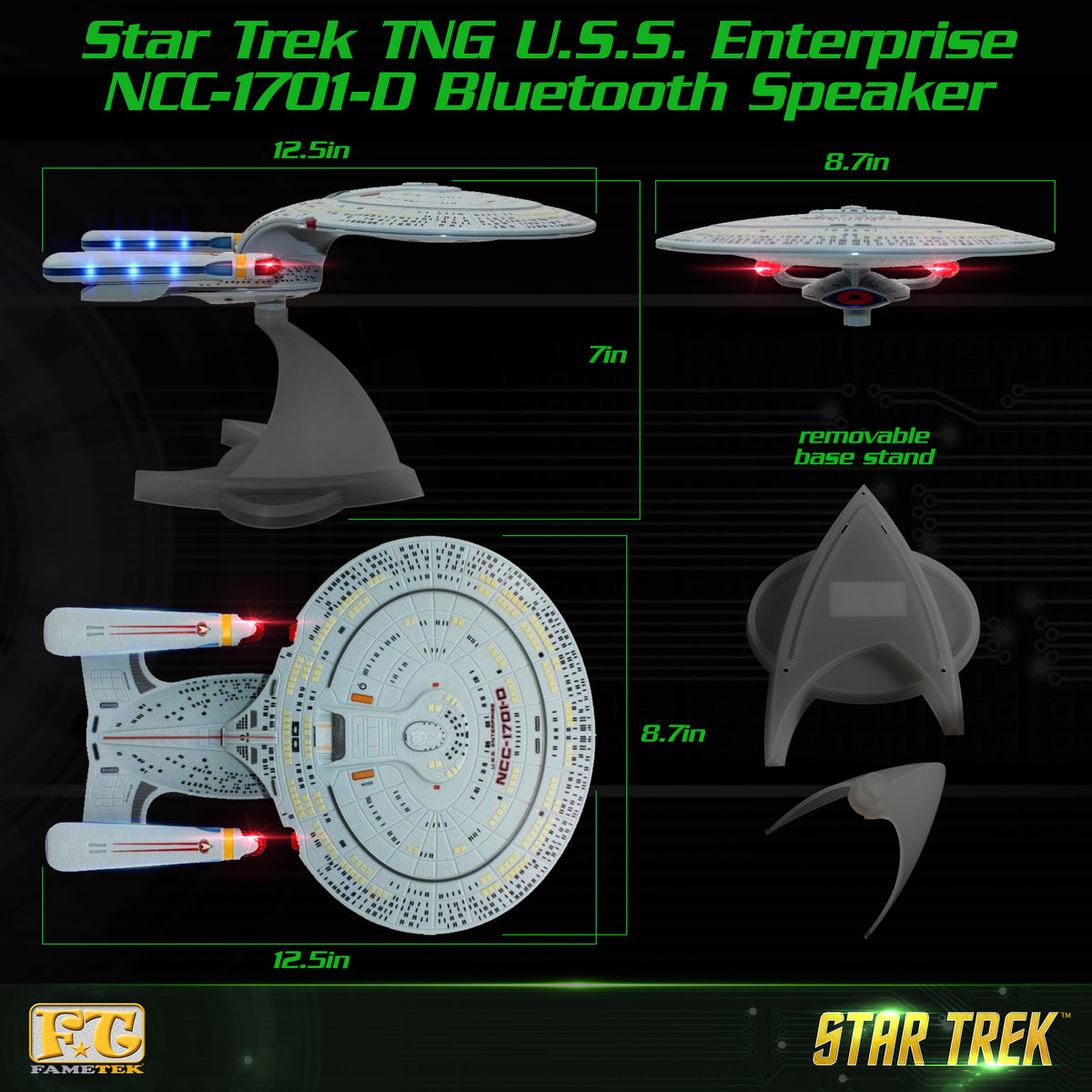 STAR TREK™: The Next Generation U.S.S. Enterprise NCC-1701-D Bluetooth® Speaker with LED Lights & Sound Effects