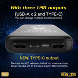 Star Trek Slim 10,000mAh Triple Charging Power Bank With TOS Command Emblem